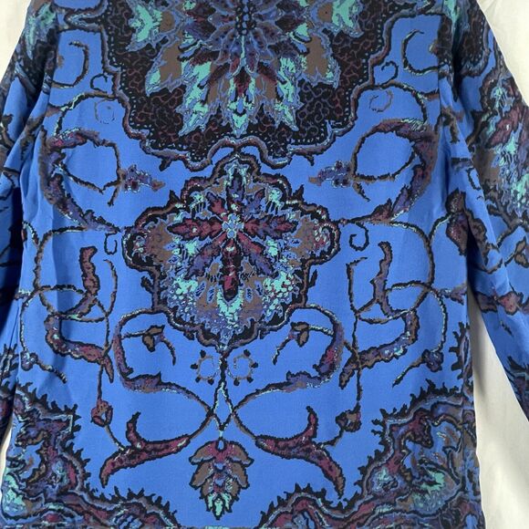 Kobi Halperin 100% Silk Womens SIZE SMALL Blue L/S Keyhole Crew-Neck Blouse Top - Picture 5 of 11